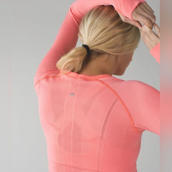 Lululemon Swiftly Tech Long Sleeve Crew in Heathered Very Light Flare Size 4 - Picture 6 of 16